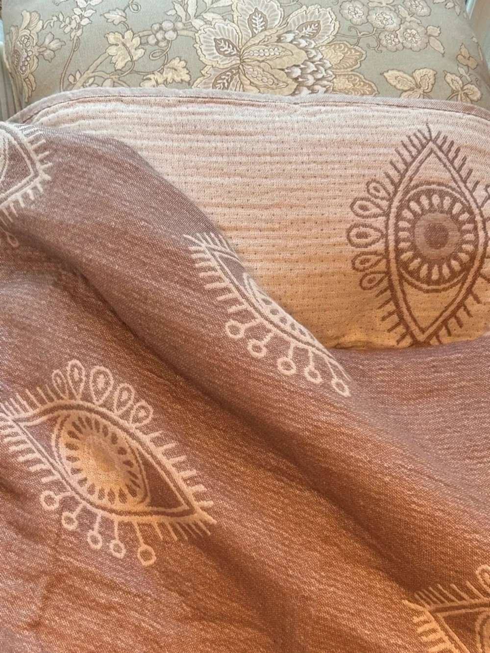 Woven Luxury Cotton All Eyes on You Brown Cream Festival Blanket Towel